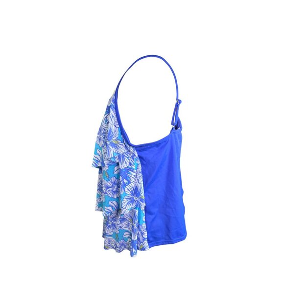Tropical Escape Missy Flounce Tankini Blue Jay Palm Party Size 16 - Picture 4 of 12
